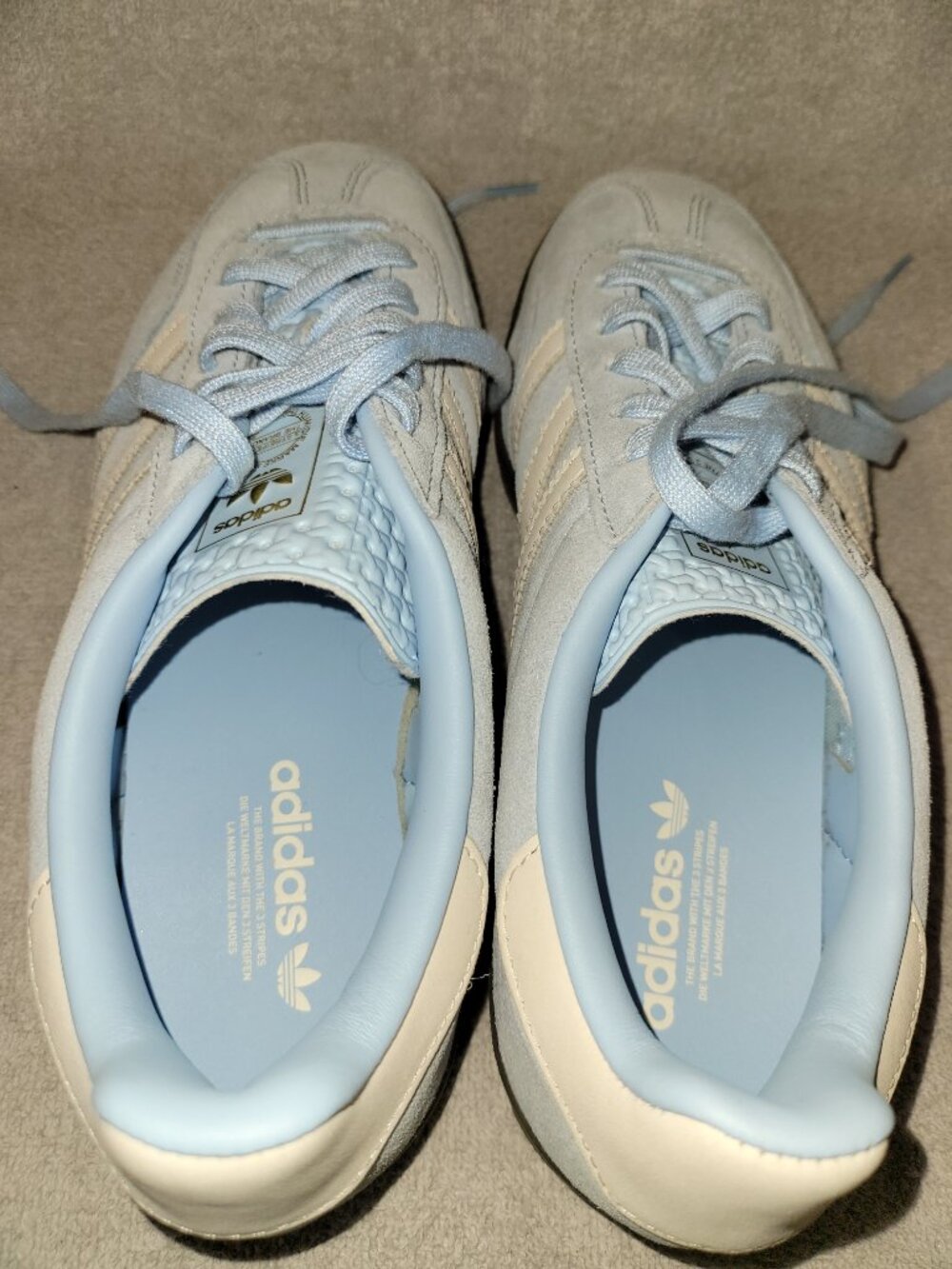 Adidas Gazelle Women's Size 7 Sky Blue White Tan Gum Sneakers JI2717 (#2471) - Picture 4 of 16